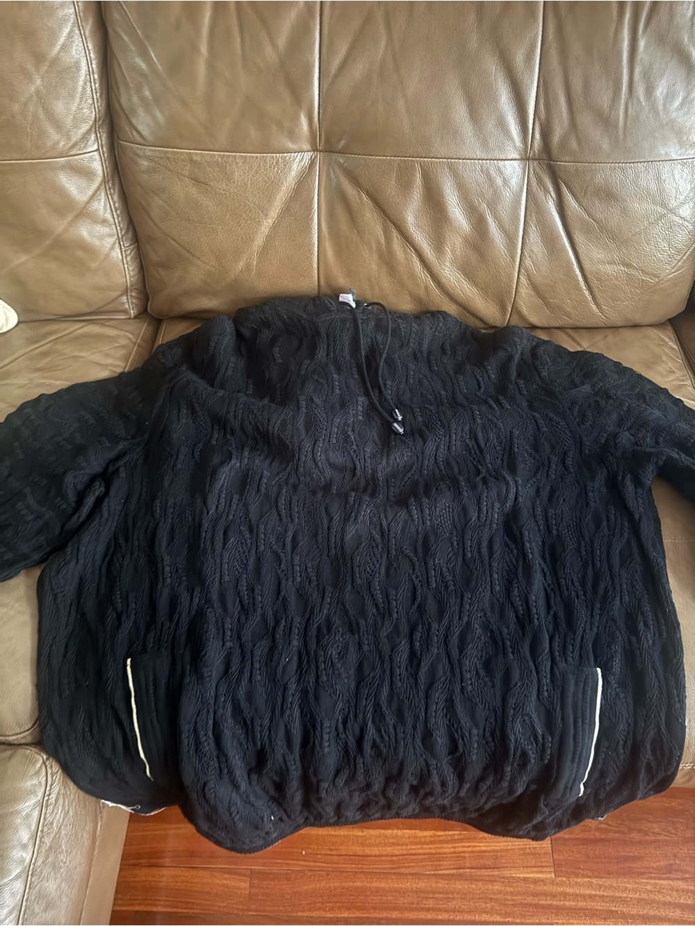 COOGI Black Cable-Knit Cowl-Neck Sweater